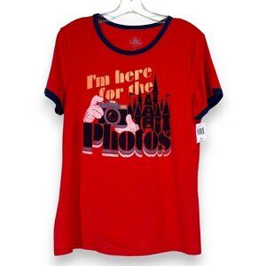 Disneyland T-Shirt Top Graphic Red I'm Here for the Photos Large